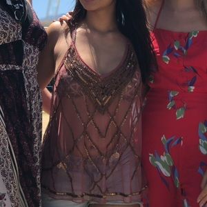 🍐 Free People Pink Sequin Top